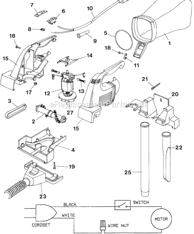 Page A Diagram and Parts List for AC5000 Type 1 Black and Decker Hand Vacuum